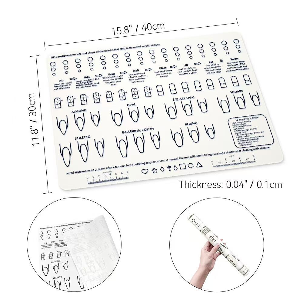 Acrylic Nail Training Mat, Plantilla en Silicona Para Principiantes, Aprender Aplicar Uñas Acrílicas, Ayudará Aprender Los Conceptos Básicos De La Aplicación Acrílica