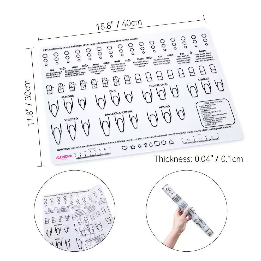 Acrylic Nail Training Mat, Plantilla en Silicona Para Principiantes, Aprender Aplicar Uñas Acrílicas, Ayudará Aprender Los Conceptos Básicos De La Aplicación Acrílica