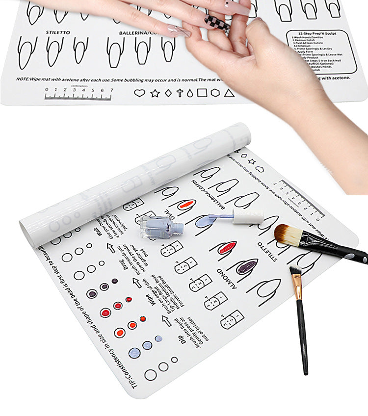 Acrylic Nail Training Mat, Plantilla en Silicona Para Principiantes, Aprender Aplicar Uñas Acrílicas, Ayudará Aprender Los Conceptos Básicos De La Aplicación Acrílica